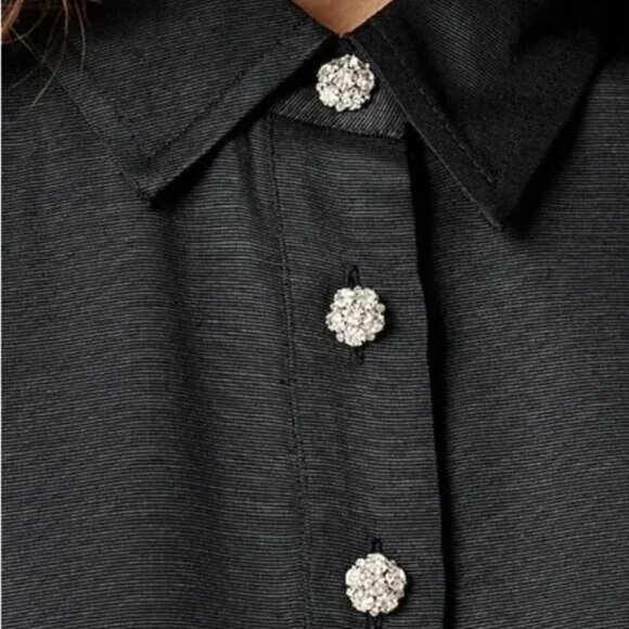 NWT J.Crew Collection Women's Sz 6 Black Shirtdress A-Line Jewel Buttons CF624 - Picture 5 of 10